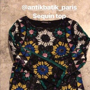 One of a kind bohemian sequin top.